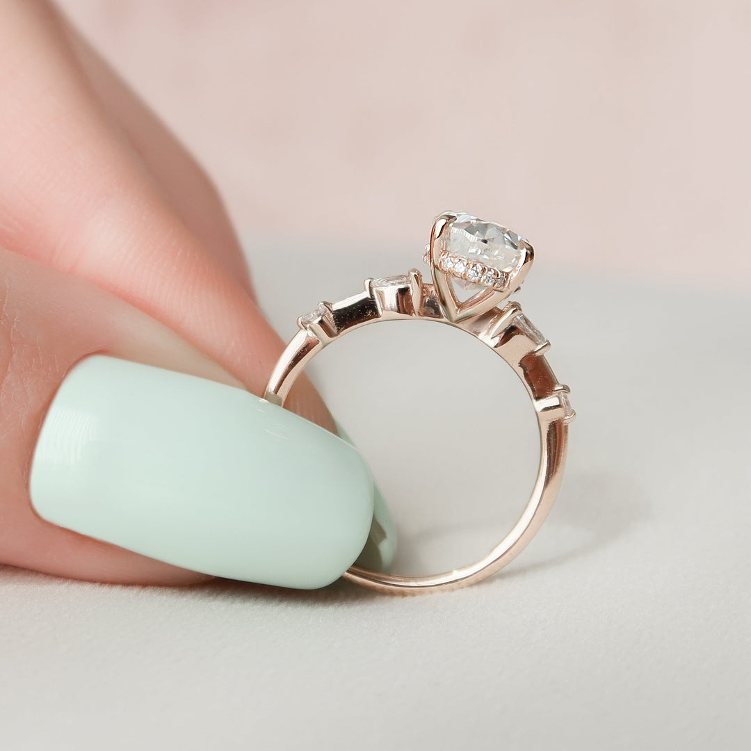 The Niko Oval Lab Diamond Moissanite Engagement Ring