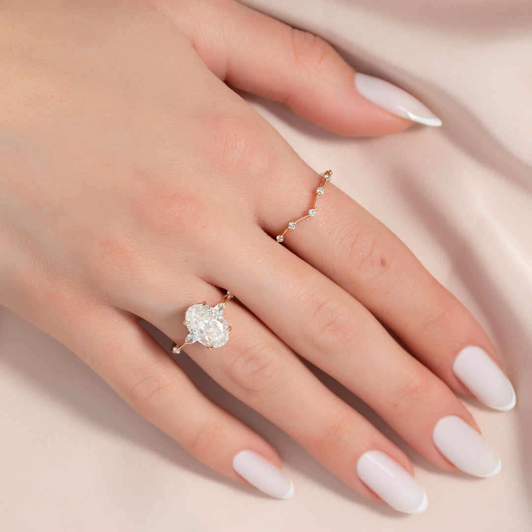 The Niko Oval Lab Diamond Moissanite Engagement Ring