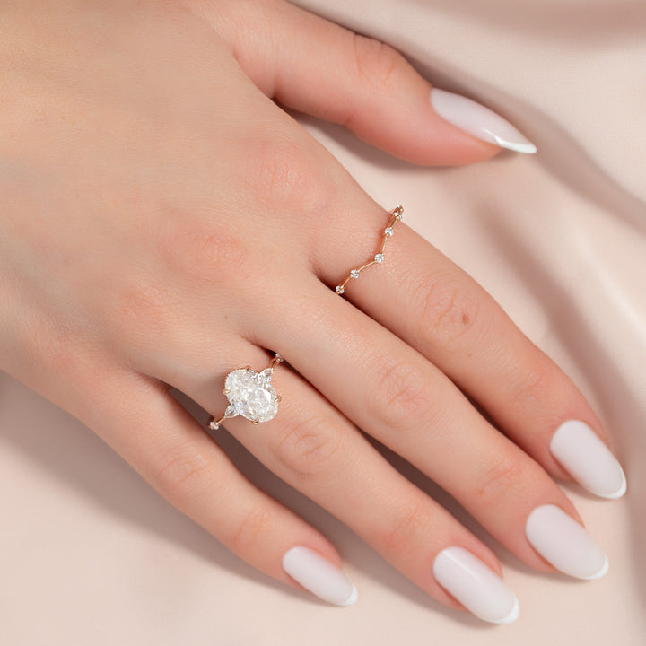 The Niko Oval Lab Diamond Moissanite Engagement Ring *Shown with 3 ct #material_rose