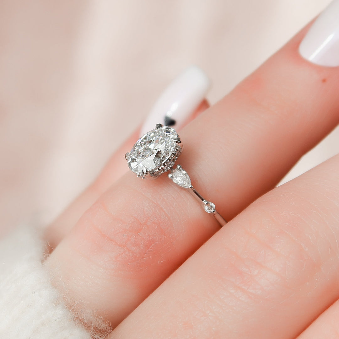 The Niko Oval Lab Diamond Moissanite Engagement Ring