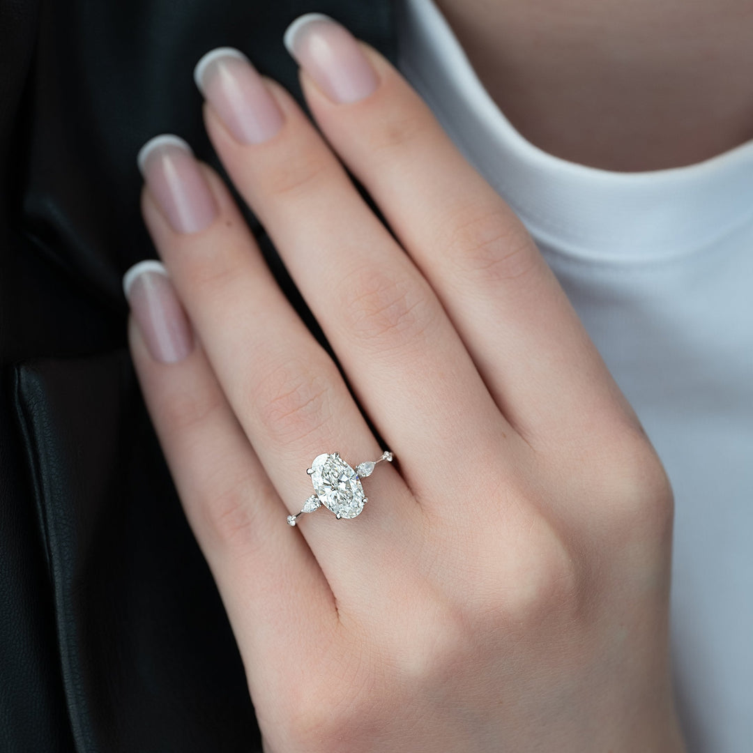 The Niko Oval Lab Diamond Moissanite Engagement Ring