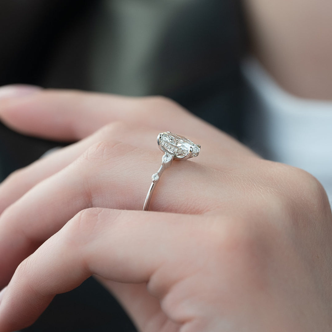 The Niko Oval Lab Diamond Moissanite Engagement Ring