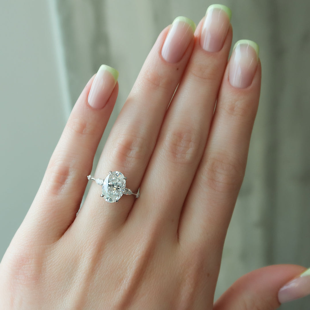 The Niko Oval Lab Diamond Moissanite Engagement Ring