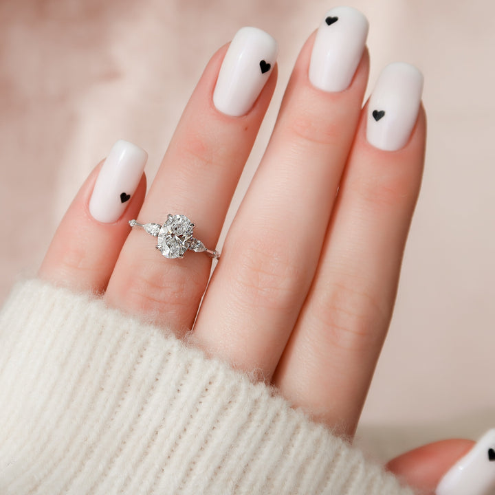 The Niko Oval Lab Diamond Moissanite Engagement Ring *Shown with 1.5 ct #material_white