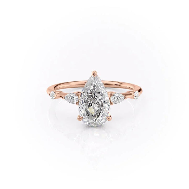 The Niko Set With Pear Three Stone Moissanite#material_14k-rose