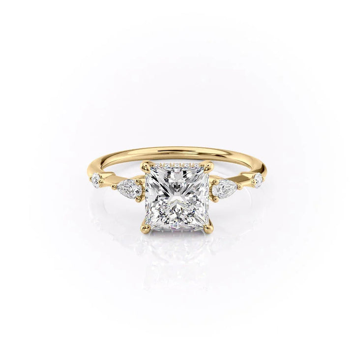 The Niko Set With Princess Three Stone Lab Diamond 1 Carat 14K Gold#material_14k-gold