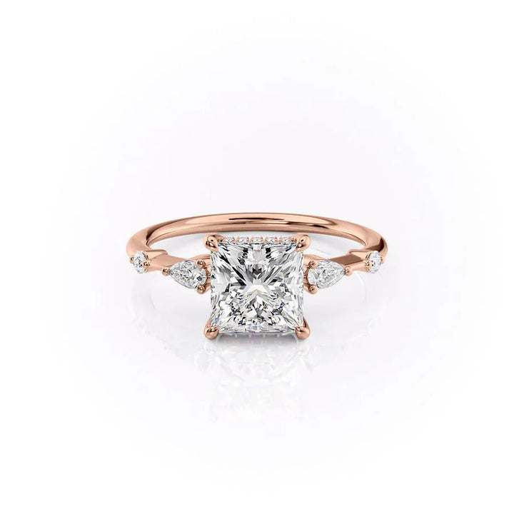 The Niko Set With Princess Three Stone Lab Diamond 1 Carat 14K Rose#material_14k-rose