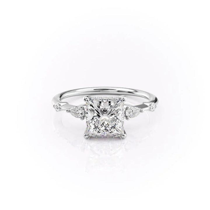 The Niko Set With Princess Three Stone Lab Diamond 1 Carat 14K White#material_14k-white