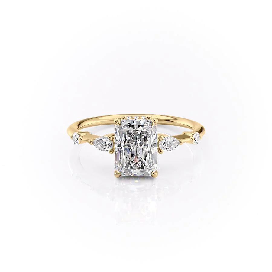 The Niko Set With Radiant Three Stone Moissanite#material_14k-gold