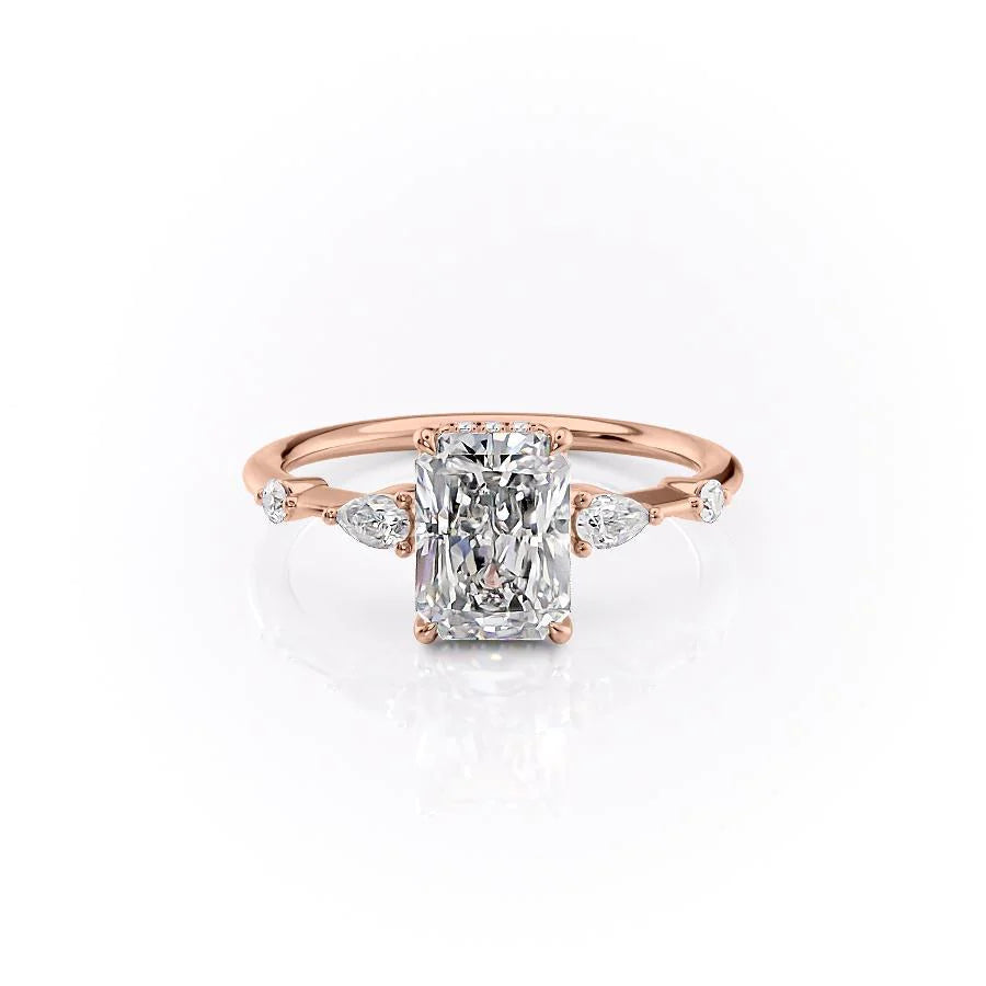 The Niko Set With Radiant Three Stone Lab Diamond 1 Carat 14K Rose#material_14k-rose