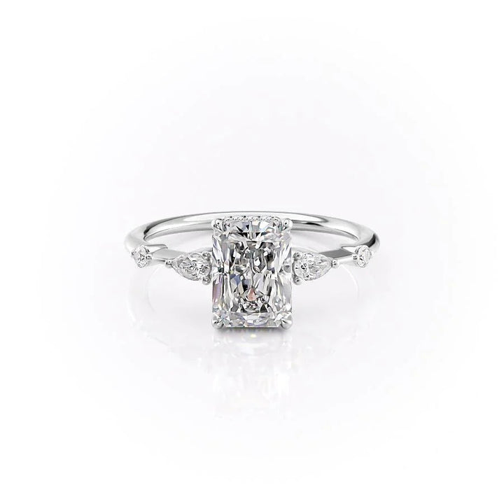 The Niko Set With Radiant Three Stone Lab Diamond 1 Carat 14K White#material_14k-white