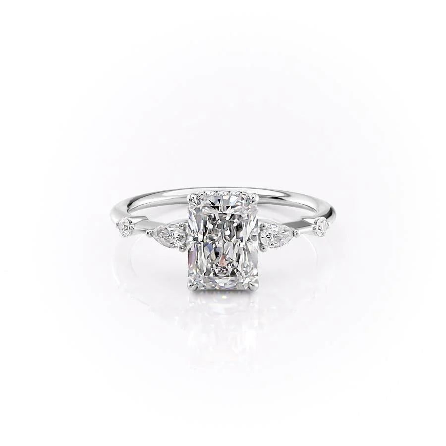 The Niko Set With Radiant Three Stone Moissanite#material_14k-white