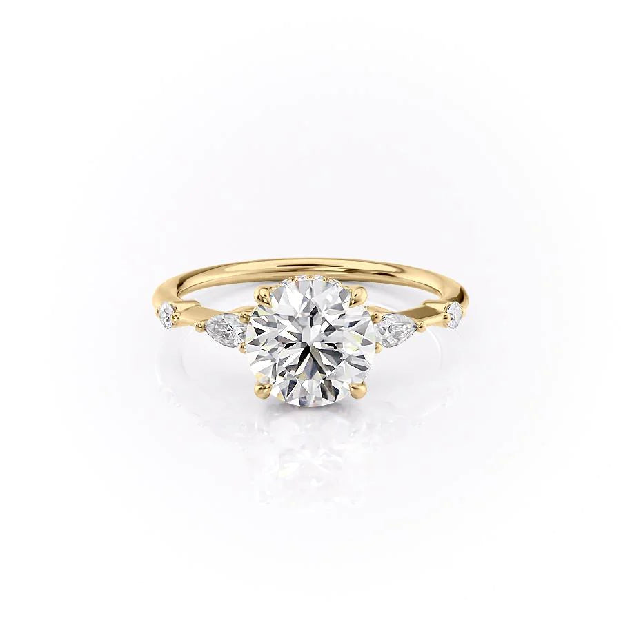 The Niko Set With Round Three Stone Lab Diamond 1 Carat 14K Gold#material_14k-gold