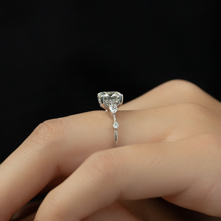 The Niko Set With Round Three Stone Lab Diamond 2.5 Carat 14K White#material_14k-white