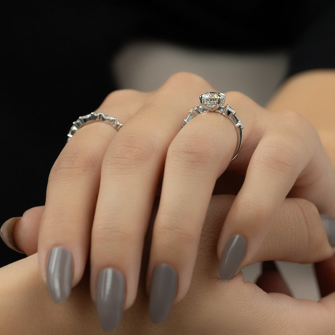 The Niko Round Lab Diamond Moissanite Engagement Ring