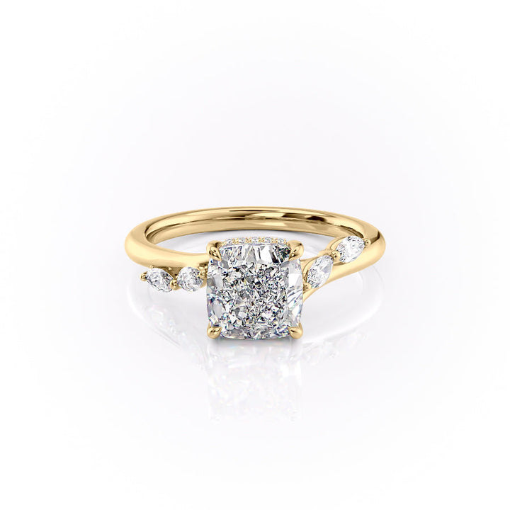 The Nora Set With Cushion Side Stone Lab Diamond 1 Carat 14K Gold#material_14k-gold