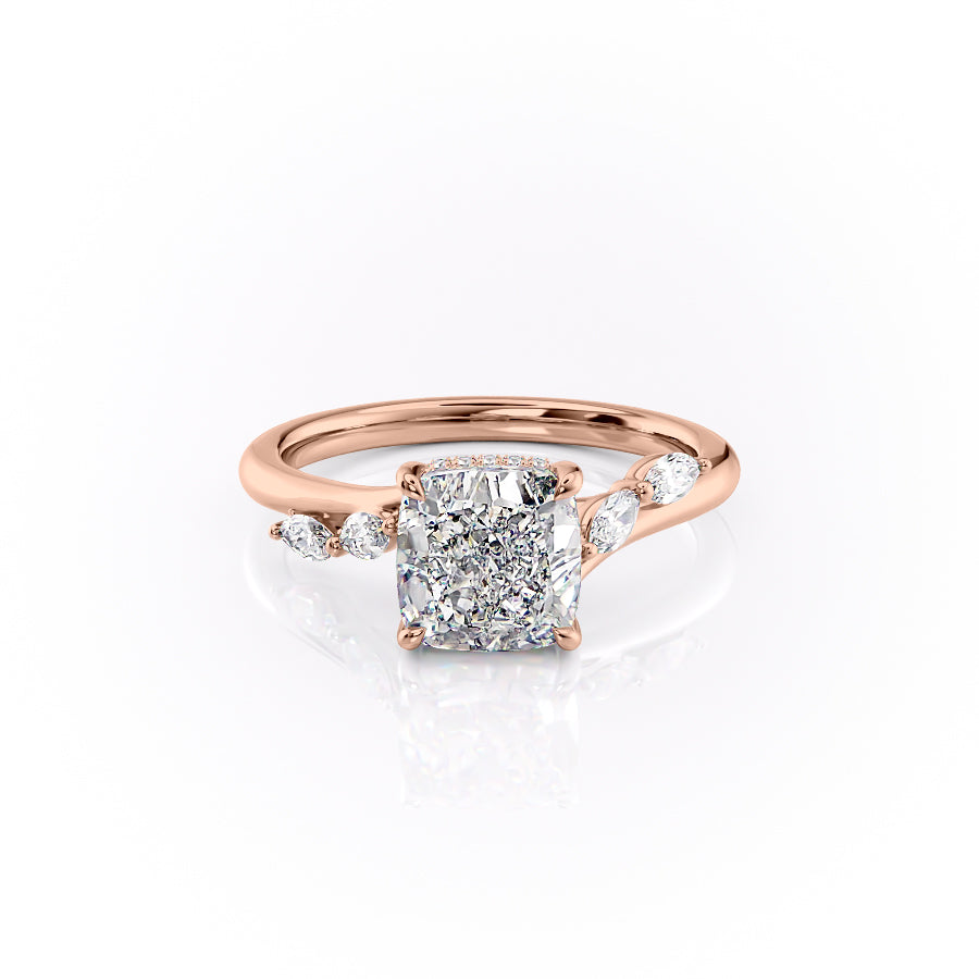 The Nora Set With Cushion Side Stone Lab Diamond 1 Carat 14K Rose#material_14k-rose