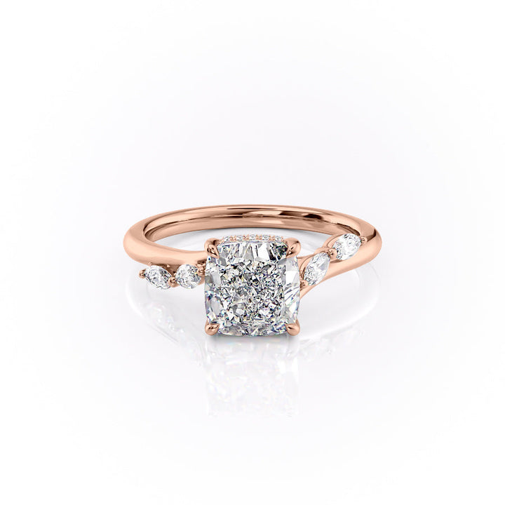 The Nora Set With Cushion Side Stone Moissanite#material_14k-rose