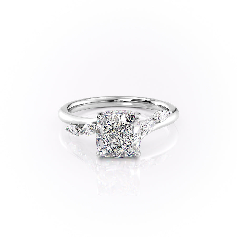 The Nora Set With Cushion Side Stone Moissanite#material_14k-white