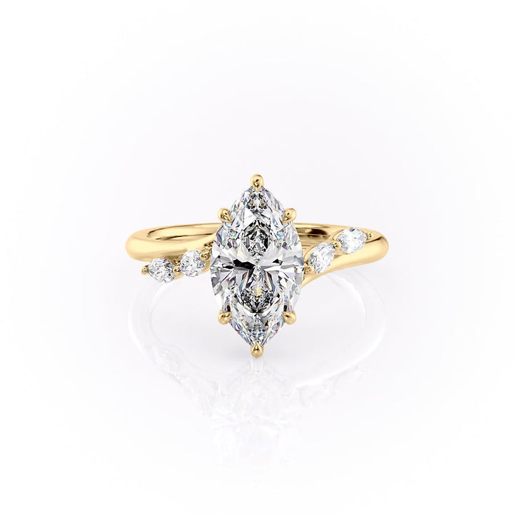 The Nora Set With Marquise Side Stone Lab Diamond 1 Carat 14K Gold#material_14k-gold