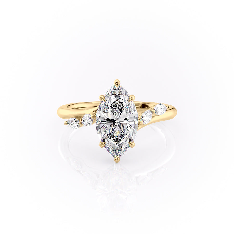 The Nora Set With Marquise Side Stone Moissanite#material_14k-gold