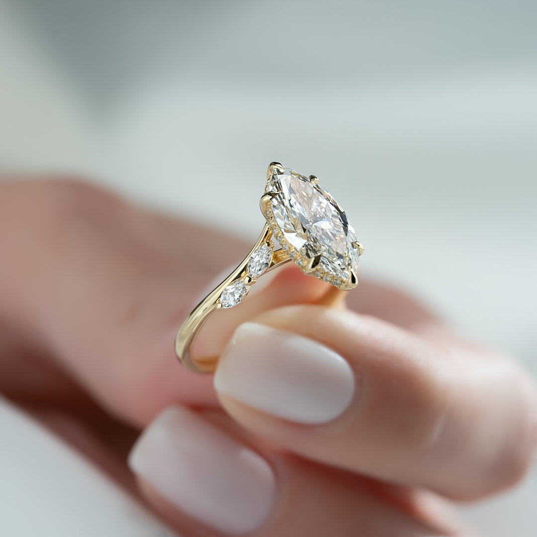 The Nora Set With Marquise Side Stone Moissanite#material_14k-gold