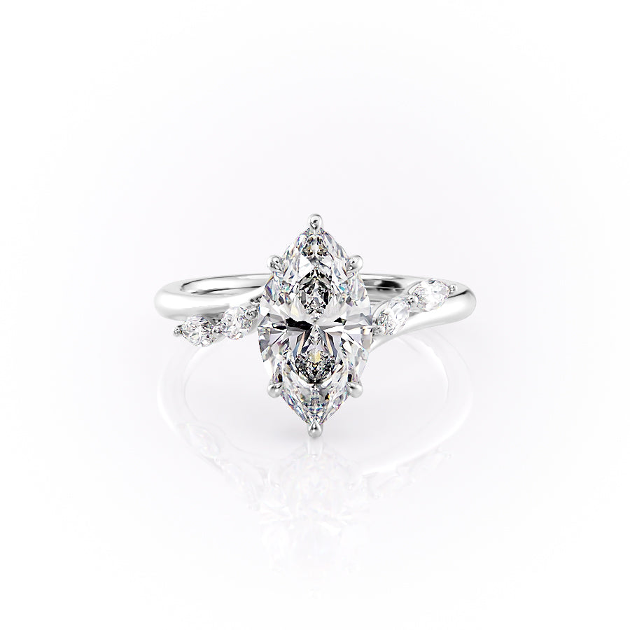 The Nora Set With Marquise Side Stone Lab Diamond 1 Carat 14K White#material_14k-white