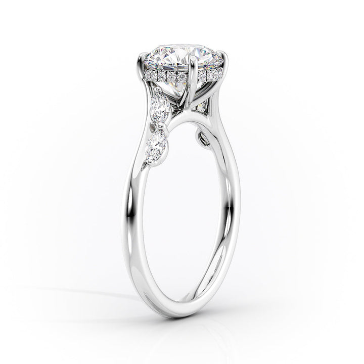 The Nora Set With Marquise Side Stone Lab Diamond 1.5 Carat 14K White#material_14k-white