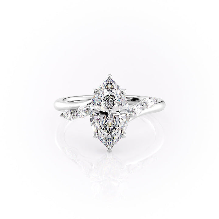 The Nora Set With Marquise Side Stone Moissanite#material_18k-white