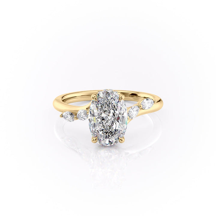 The Nora Set With Oval Side Stone Lab Diamond 1 Carat 14K Gold#material_14k-gold