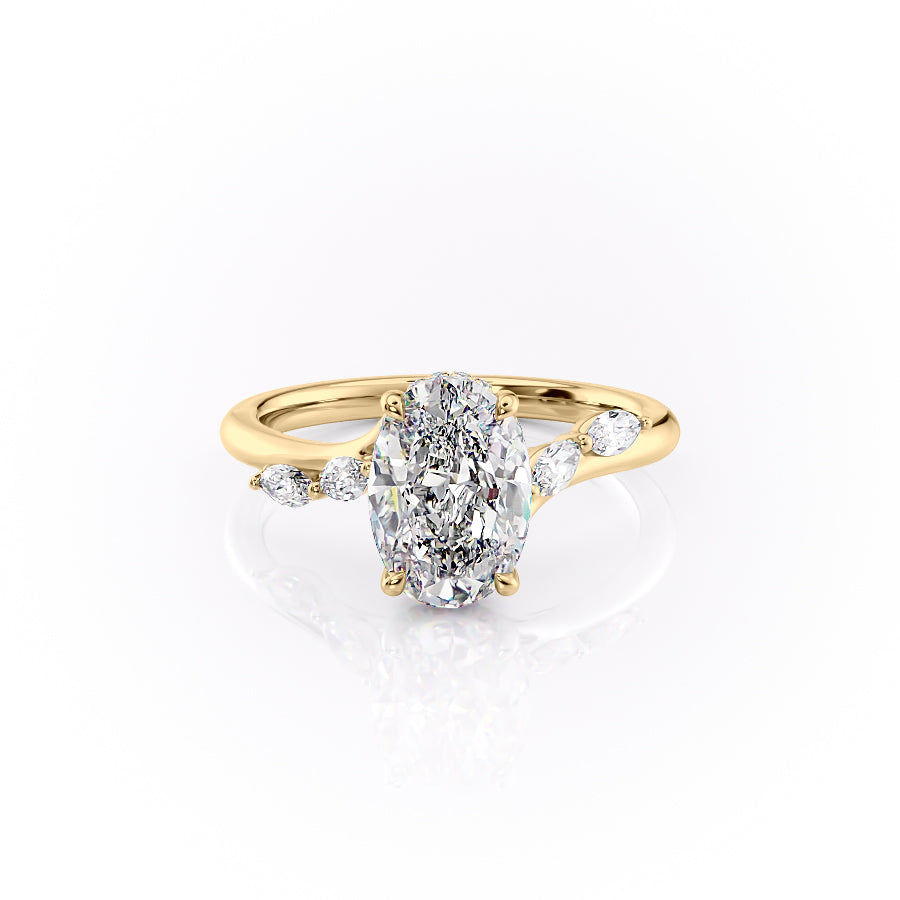 The Nora Set With Oval Side Stone Moissanite#material_14k-gold