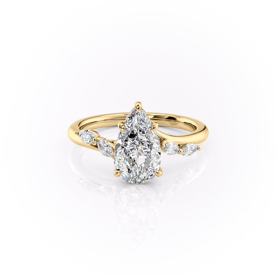 The Nora Set With Pear Side Stone Lab Diamond 1 Carat 14K Gold#material_14k-gold