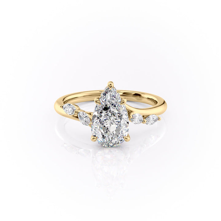 The Nora Set With Pear Side Stone Moissanite#material_14k-gold