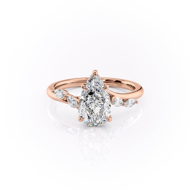 The Nora Set With Pear Side Stone Lab Diamond 1 Carat 14K Rose#material_14k-rose