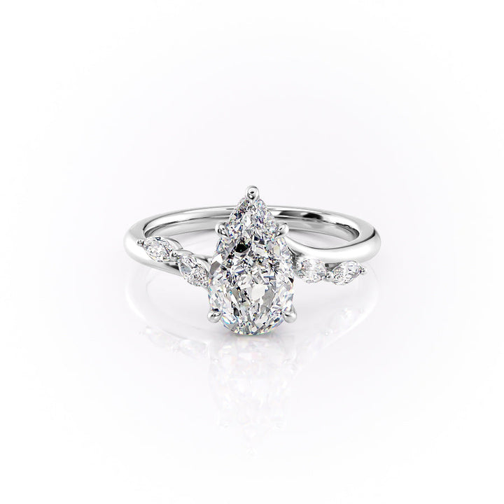 The Nora Set With Pear Side Stone Moissanite#material_14k-white