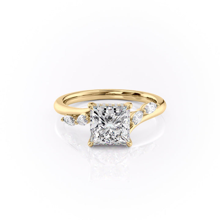 The Nora Set With Princess Side Stone Lab Diamond 1 Carat 18K Gold#material_18k-gold