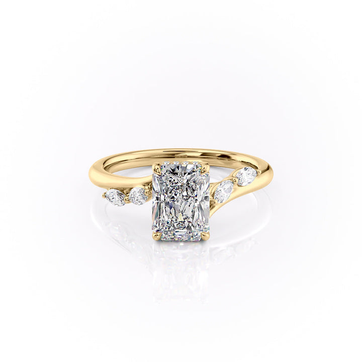 The Nora Set With Radiant Side Stone Lab Diamond 1 Carat 14K Gold#material_14k-gold