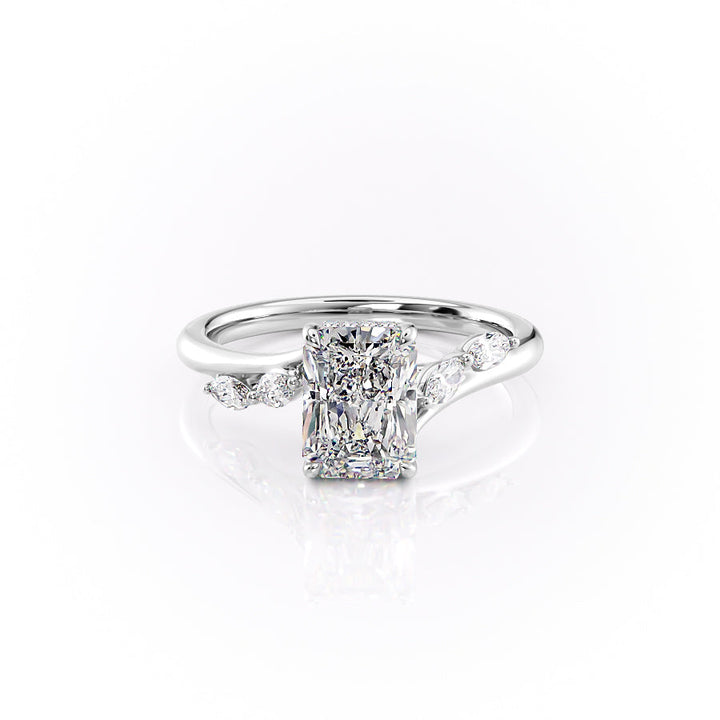 The Nora Set With Radiant Side Stone Moissanite#material_14k-white