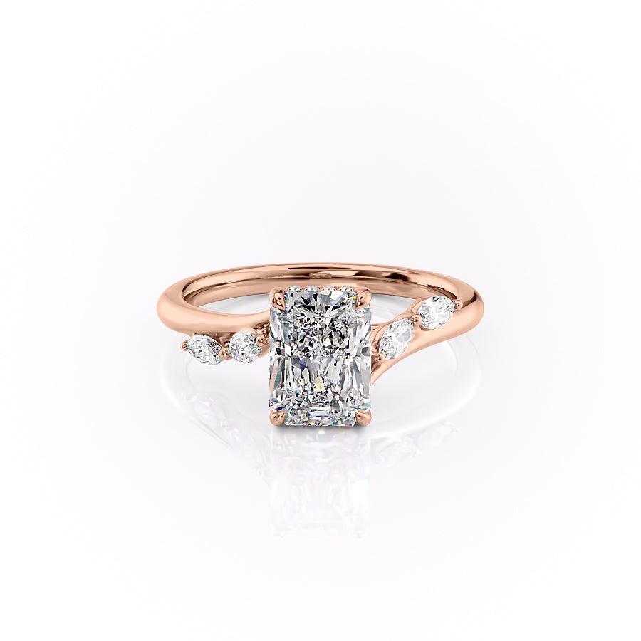 The Nora Set With Radiant Side Stone Lab Diamond 1 Carat 18K Rose#material_18k-rose