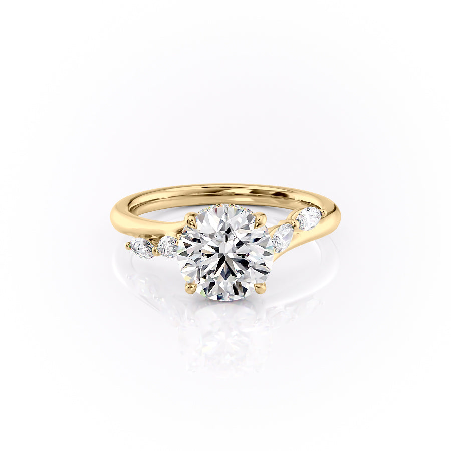 The Nora Set With Round Side Stone Lab Diamond 1 Carat 14K Gold#material_14k-gold