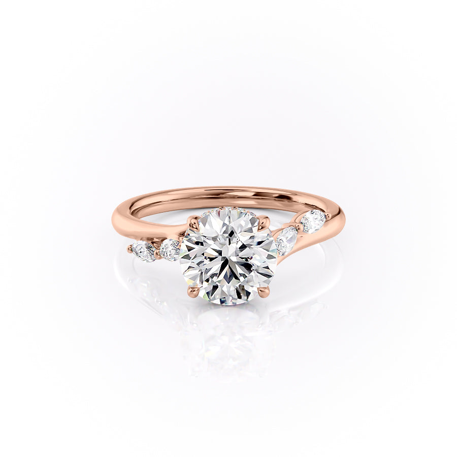 The Nora Set With Round Side Stone Lab Diamond 1 Carat 14K Rose#material_14k-rose