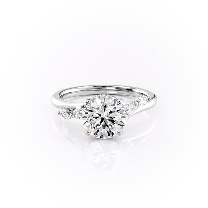 The Nora Set With Round Side Stone Moissanite#material_18k-white