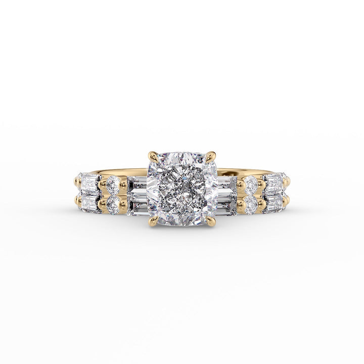 The Palmer Set With Cushion Side Stone Lab Diamond 2 Carat 14K Gold#material_14k-gold