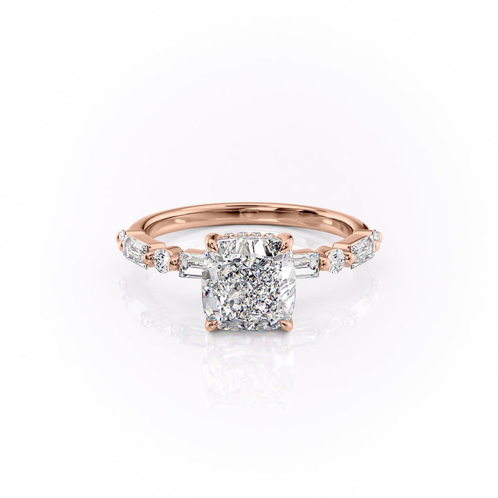 The Palmer Set With Cushion Side Stone Lab Diamond 1 Carat 14K Rose#material_14k-rose