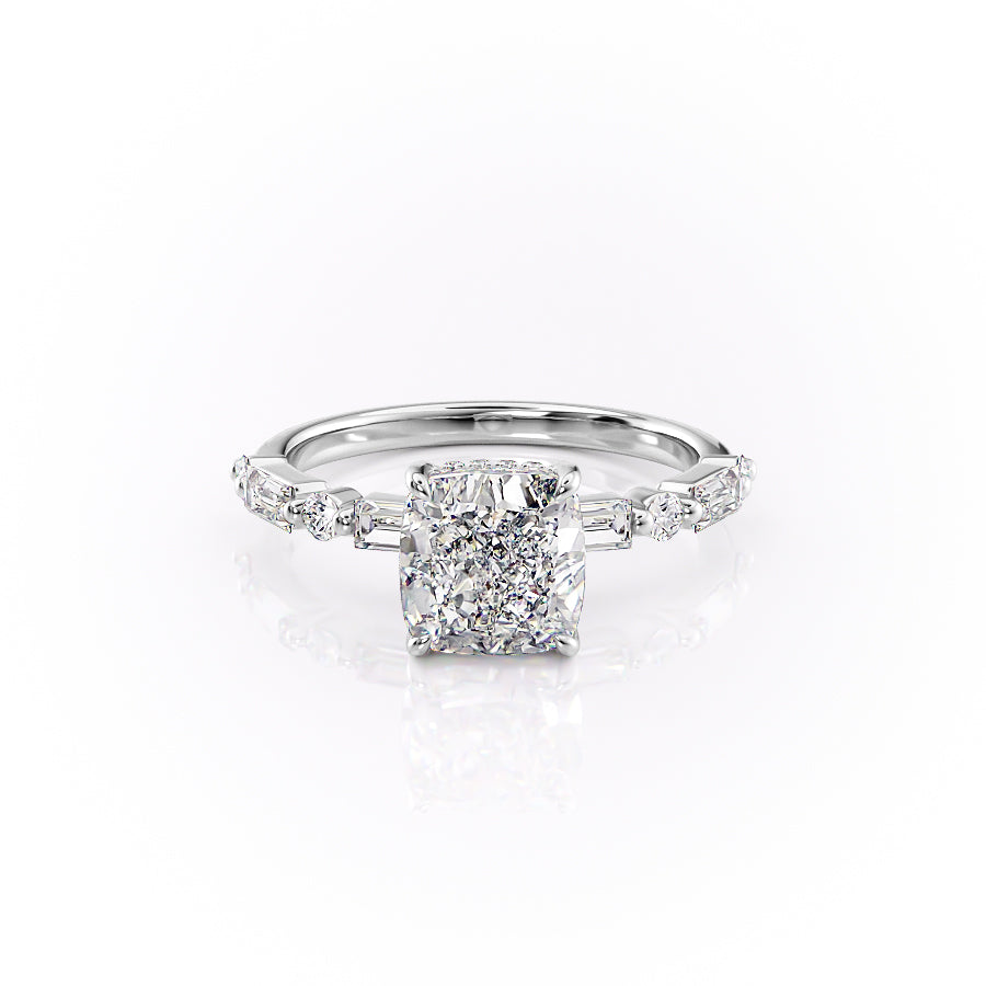 The Palmer Set With Cushion Side Stone Lab Diamond 1 Carat 14K White#material_14k-white