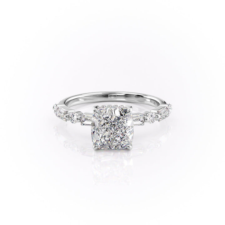 The Palmer Set With Cushion Side Stone Moissanite#material_14k-white