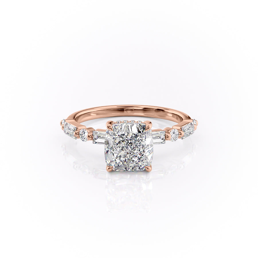 The Palmer Set With Cushion Side Stone Lab Diamond 1 Carat 18K Rose#material_18k-rose