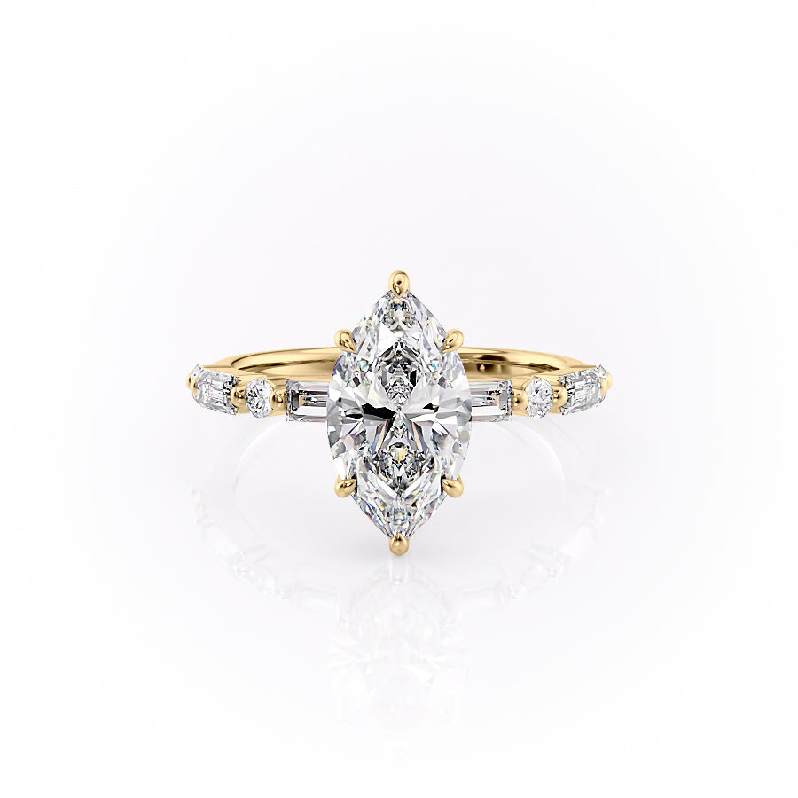 The Palmer Set With Marquise Side Stone Lab Diamond 1 Carat 14K Gold#material_14k-gold