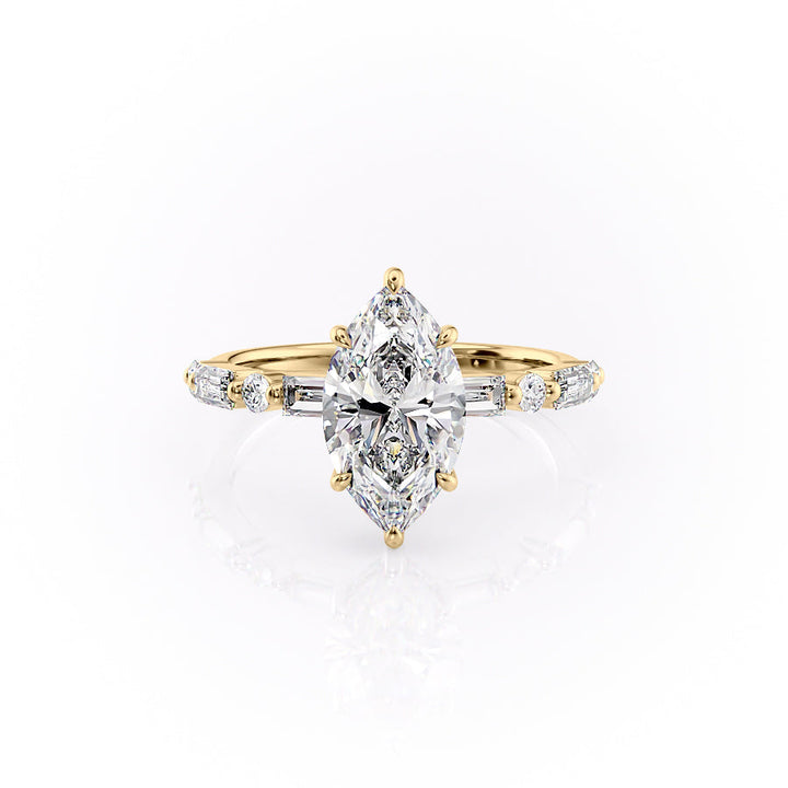 The Palmer Set With Marquise Side Stone Lab Diamond 1 Carat 14K Gold#material_14k-gold