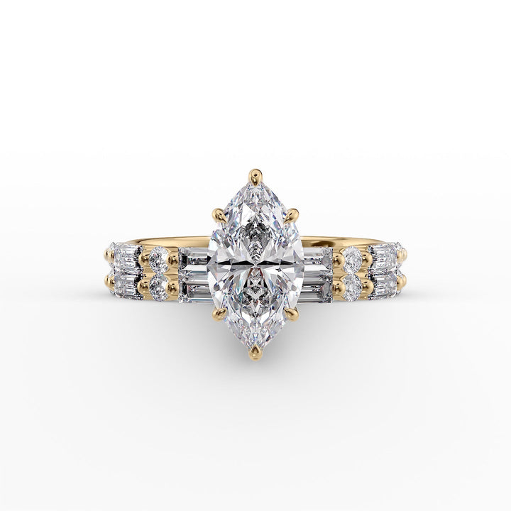 The Palmer Set With Marquise Side Stone Lab Diamond 2 Carat 14K Gold#material_14k-gold